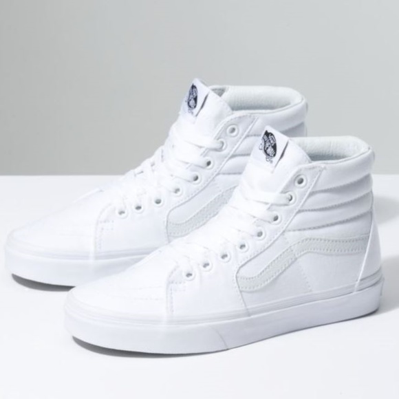 triple white high top vans